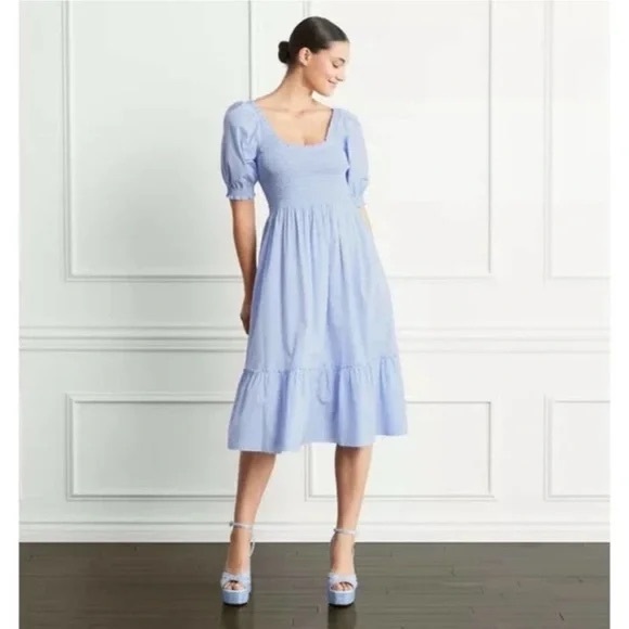 Hill House The Louisa Nap Dress Size S in Hydrangea Gingham Blue and white color